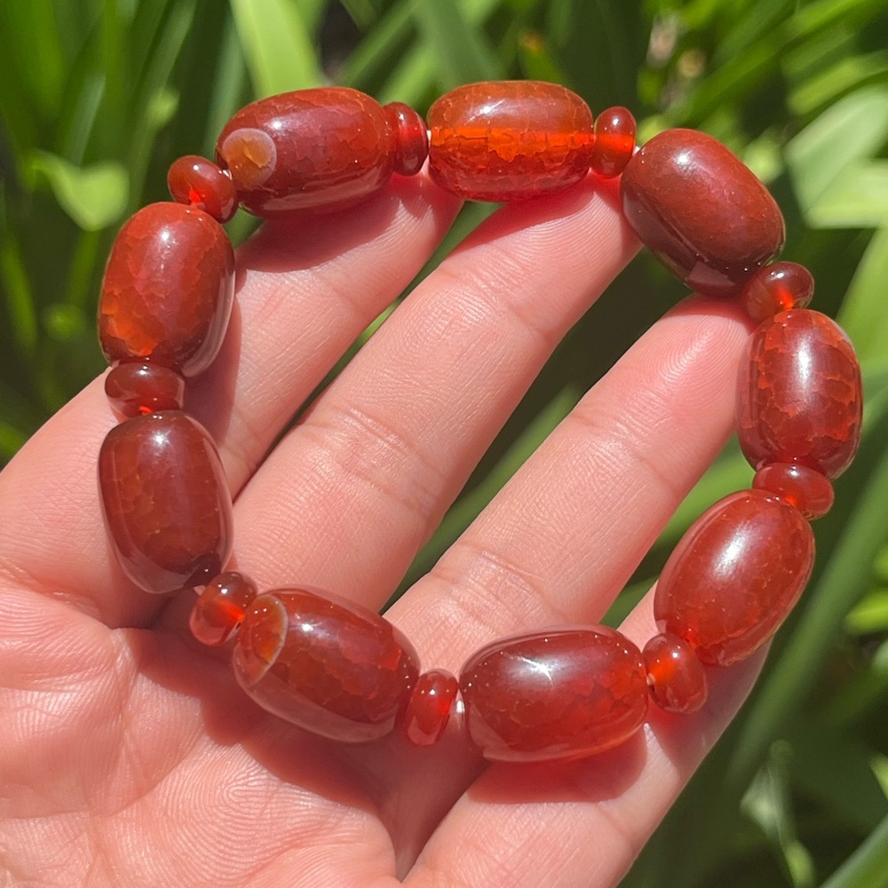 13mm‎ stretchable cracked agate bracelet